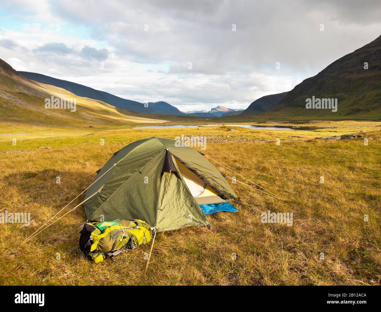 Tent in the wilderness of swedish lapland Stock Photo