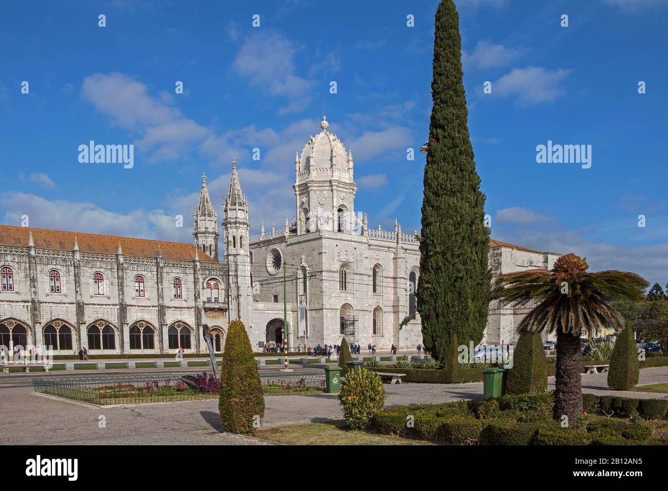 Hieronymus Monastery in Belem is on the UNESCO World Heritage List. Monastery was built to honor the discovery of the Vasco da Gama Sea Route to India Stock Photo