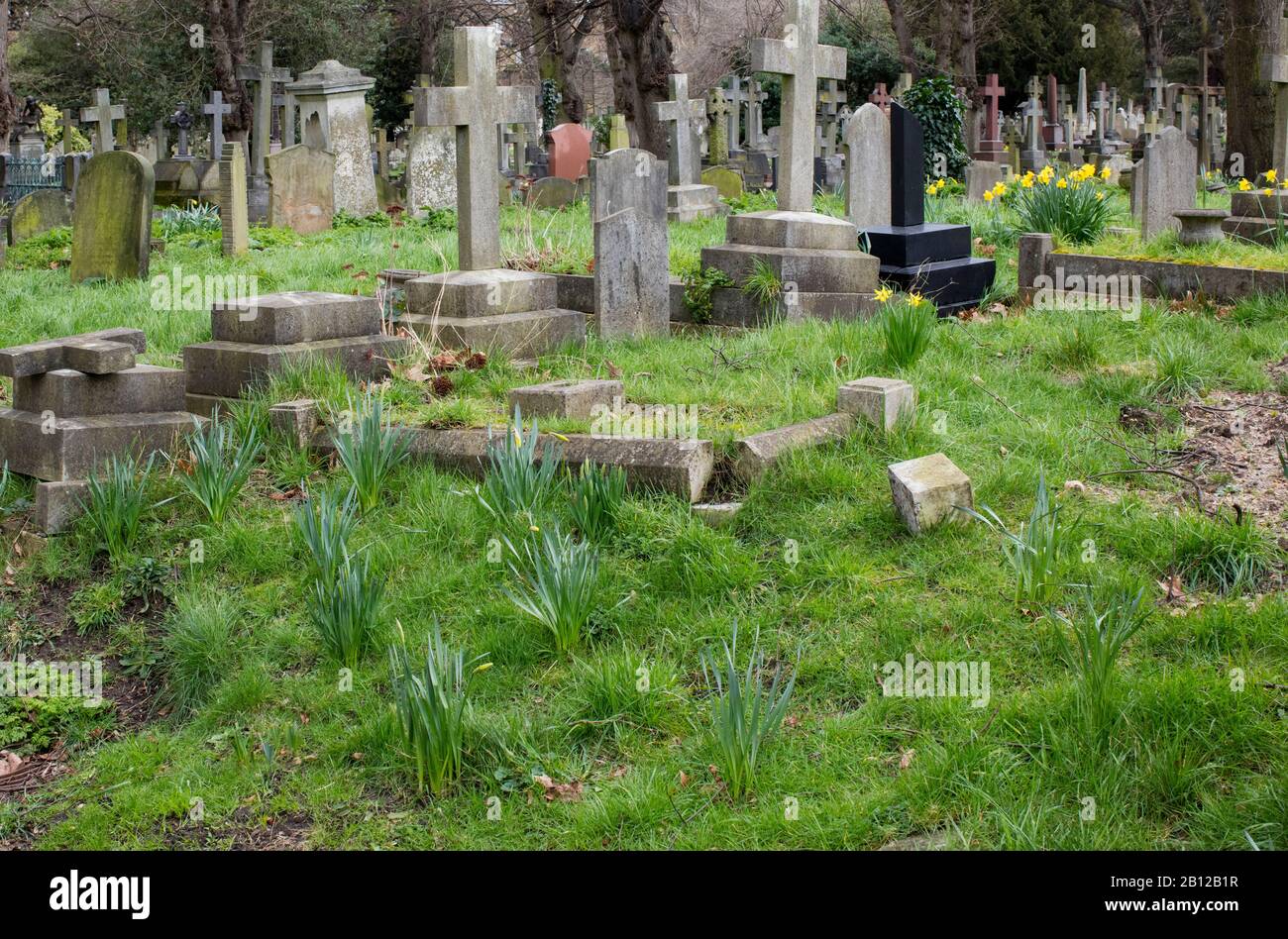 Brompton Cemetery, Old Brompton Road, Kensington, London, SW10; one of the 'Magnificent Seven' London cemeteries, it is Crown Property of 16 hectares. Stock Photo