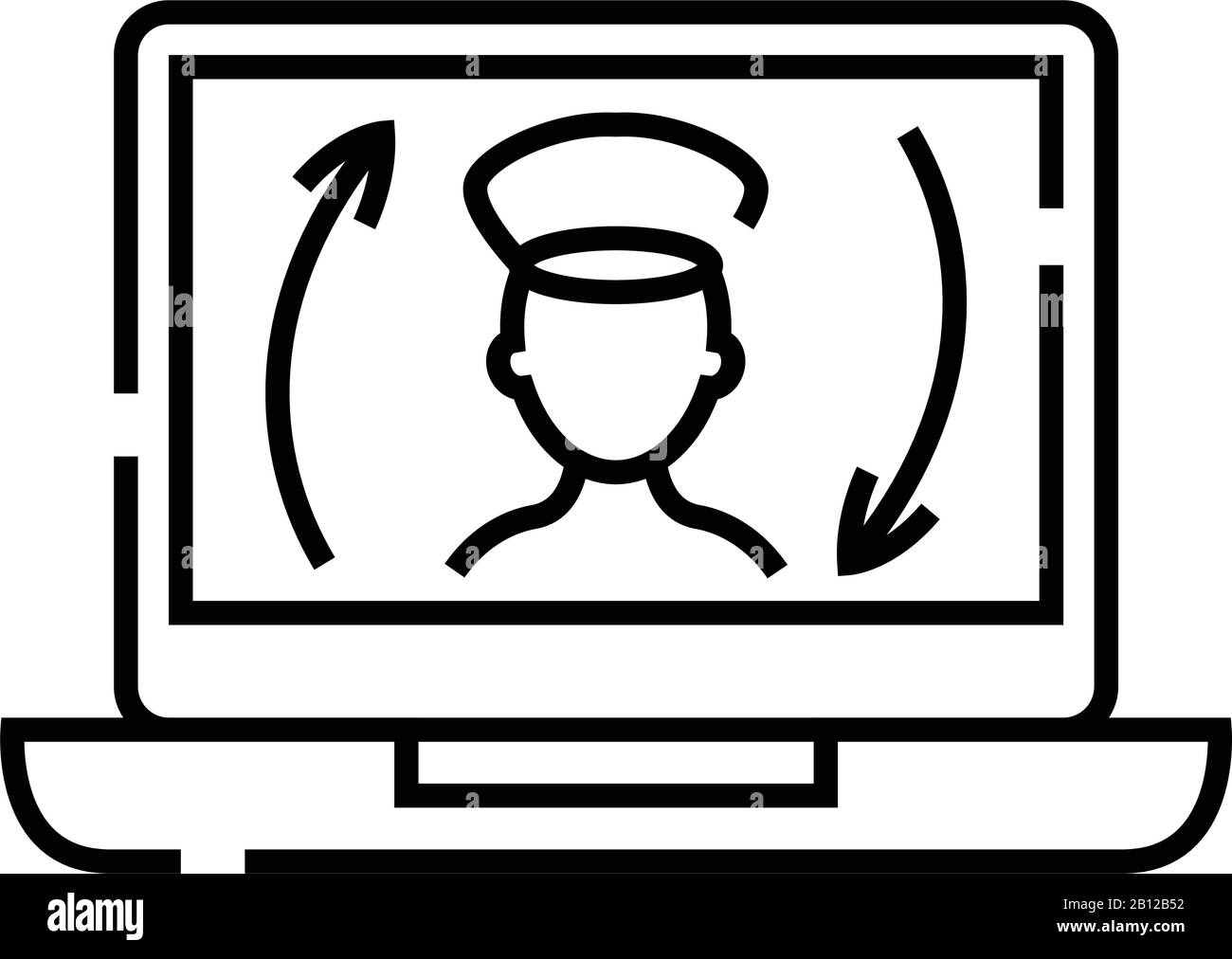 Computer protector line icon, concept sign, outline vector illustration ...