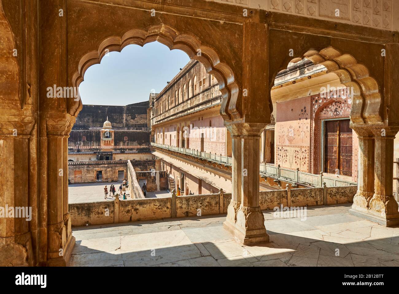 inner courtyard of Amer Fort, Jaipur, Rajasthan, India Stock Photo