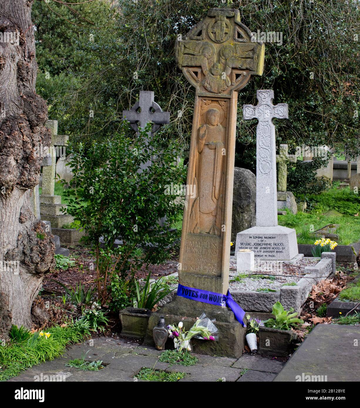 Emmeline Pankhurst's grave in Brompton Cemetery, Old Brompton Road, Kensington, London, SW10. Stock Photo