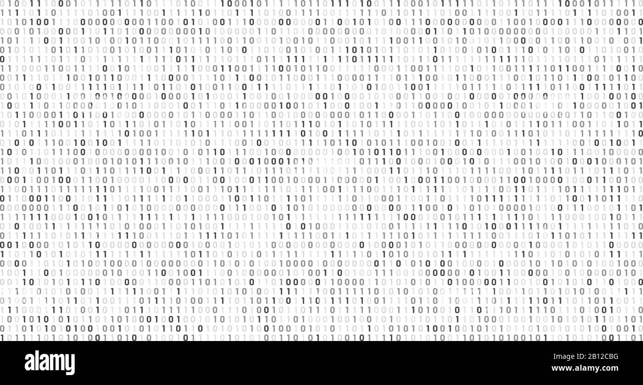 Binary matrix code. Computer data stream, digital security codes and gray coding information abstract vector background Stock Vector