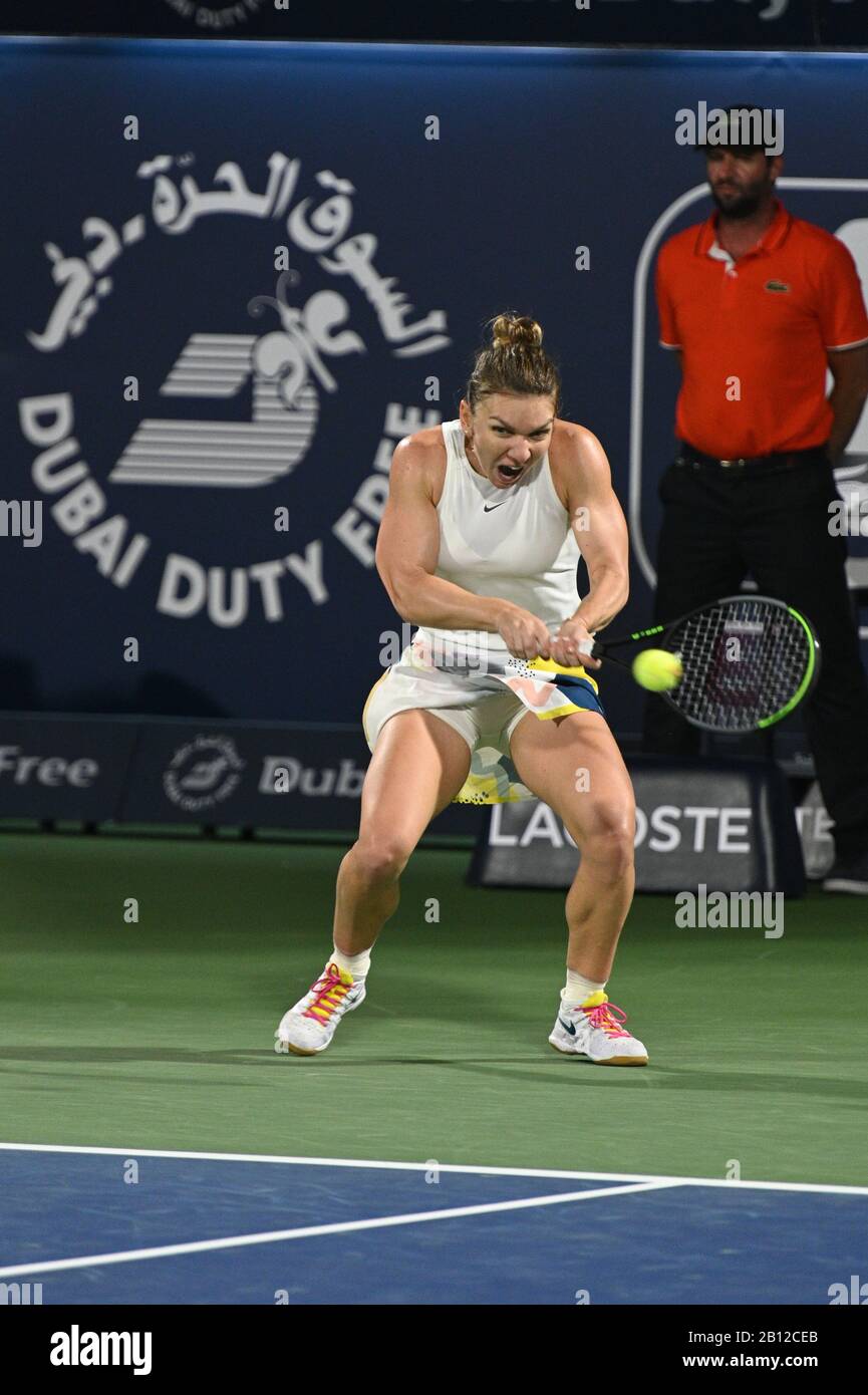 Dubai, UAE. 22nd February 2020. Action from the women's final of the