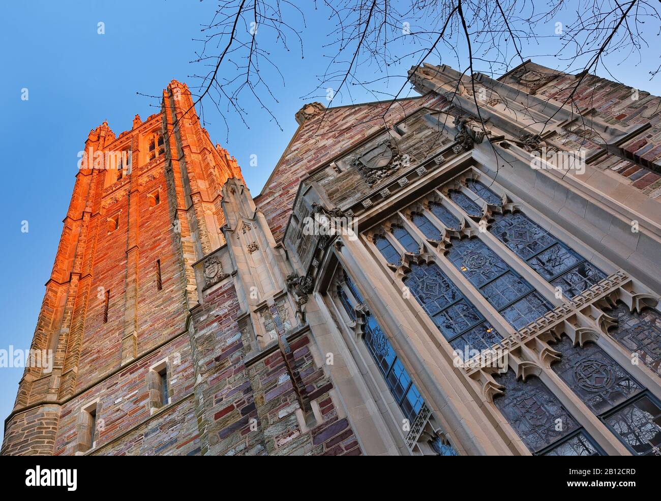 Looking up of Holder Tower on the campus of Princeton University at ...