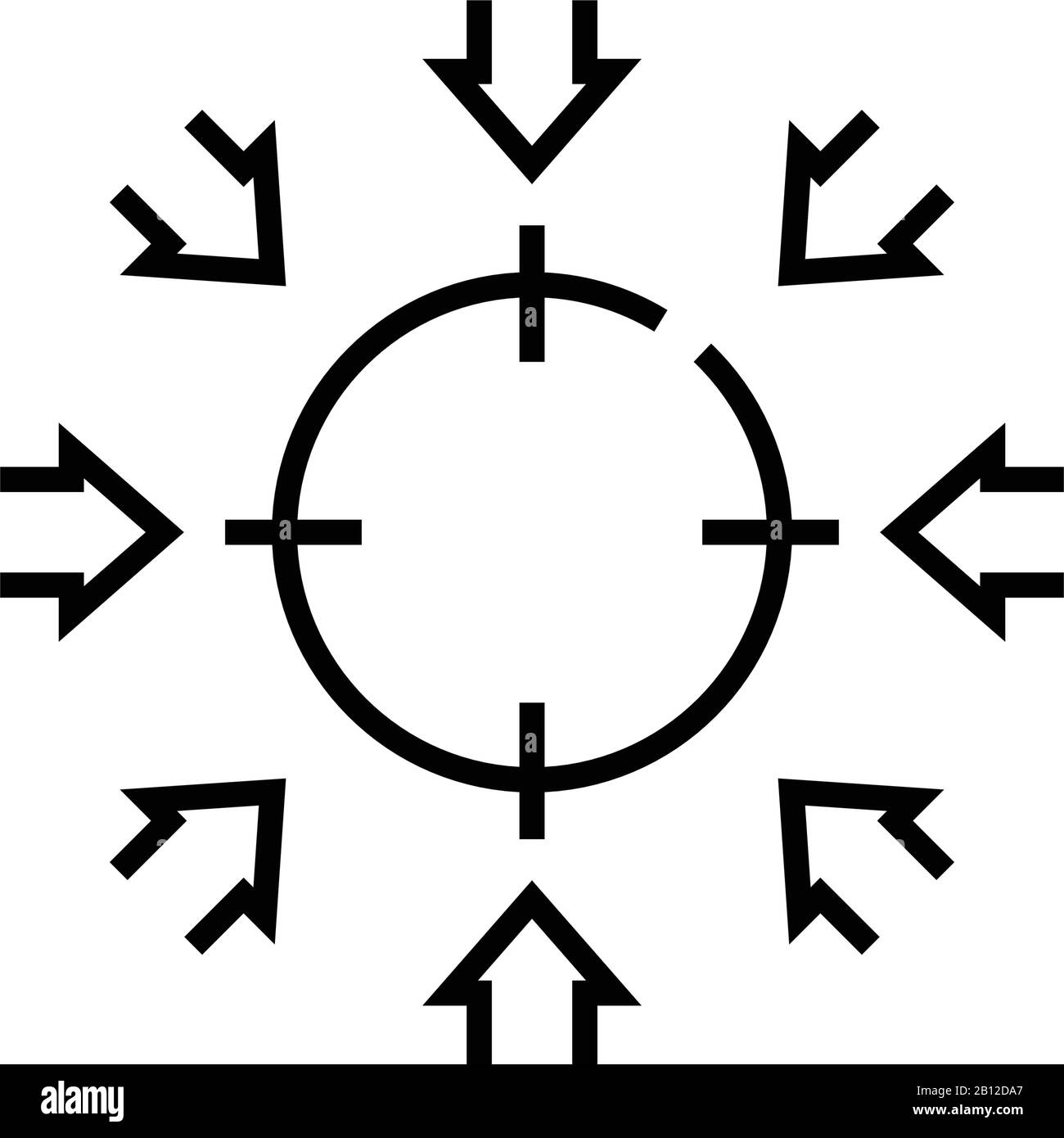 Collective target line icon, concept sign, outline vector illustration ...