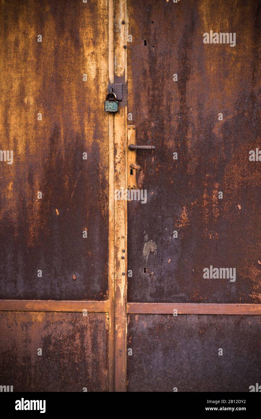 old rusty metal door Stock Photo Alamy