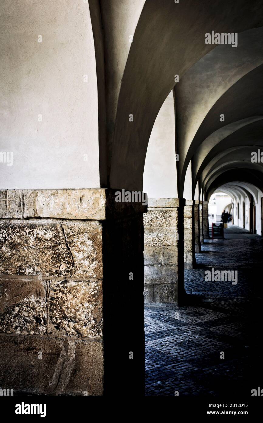 arcade architecture in Prague Stock Photo