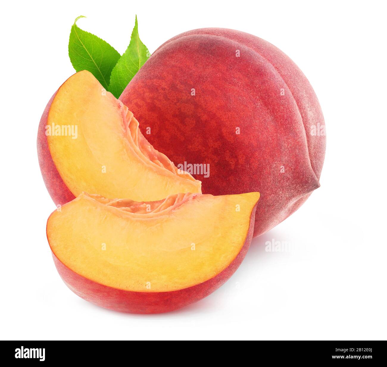 Isolated peaches. Two slices and one whole peach fruit isolated on white  background with clipping path Stock Photo - Alamy