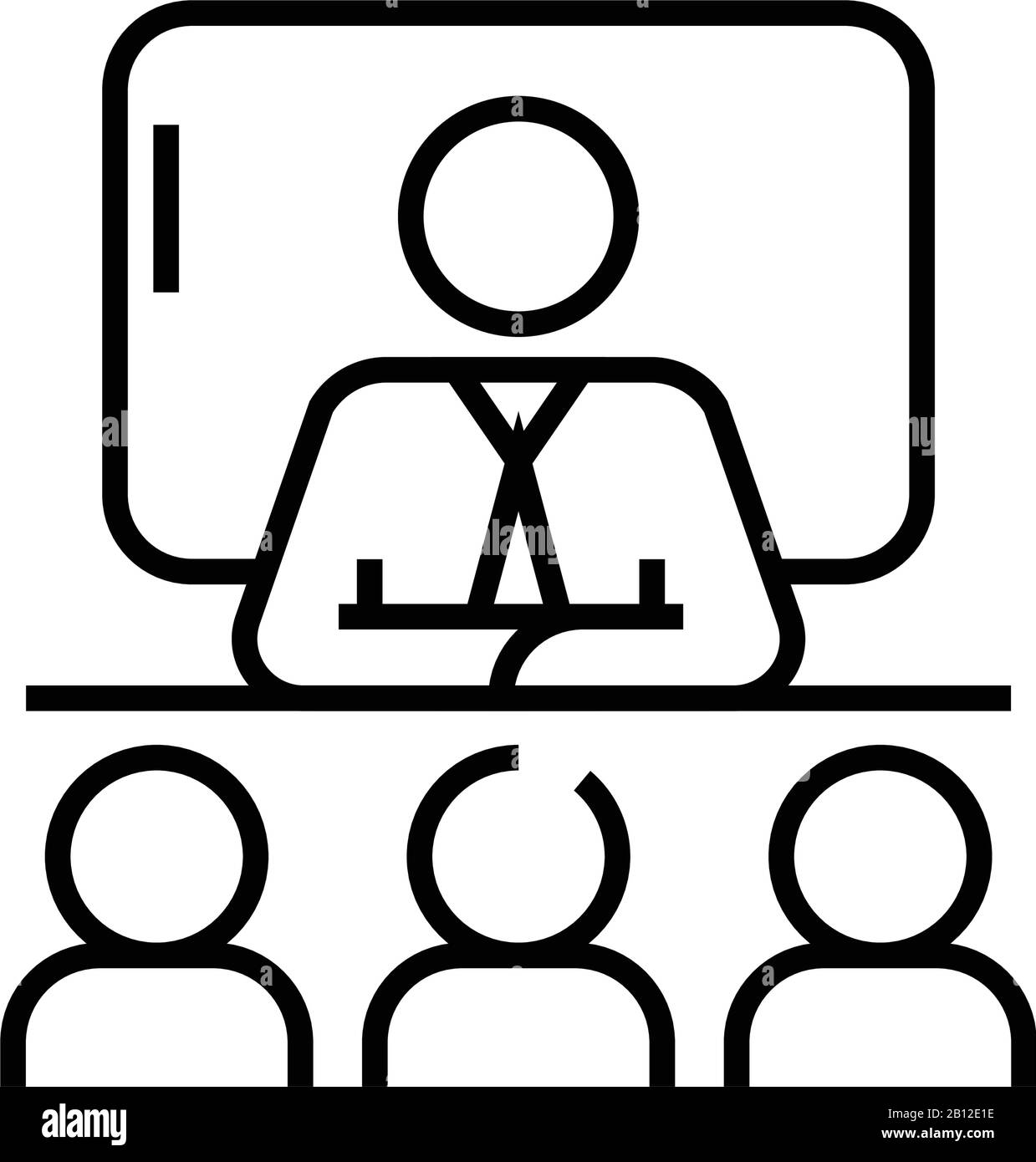 Business trainer line icon, concept sign, outline vector illustration