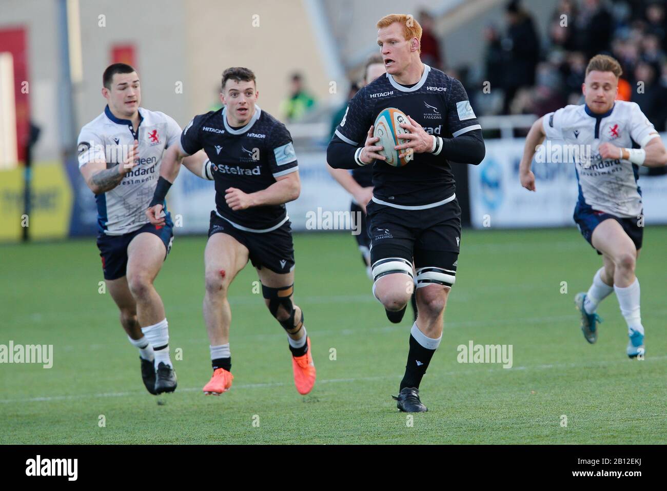 Newcastle, UK. 22nd Feb, 2020. Philip van der Walt of Newcastle Falcons finds some space during the Greene King IPA Championship match between Newcastle Falcons and London Scottish at Kingston Park, Newcastle on Saturday 22nd February 2020. (Credit: Chris Lishman | MI News) Credit: MI News & Sport /Alamy Live News Stock Photo