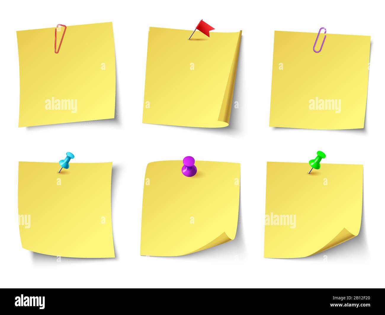 https://c8.alamy.com/comp/2B12F20/yellow-paper-notes-top-view-note-sticker-vector-set-2B12F20.jpg