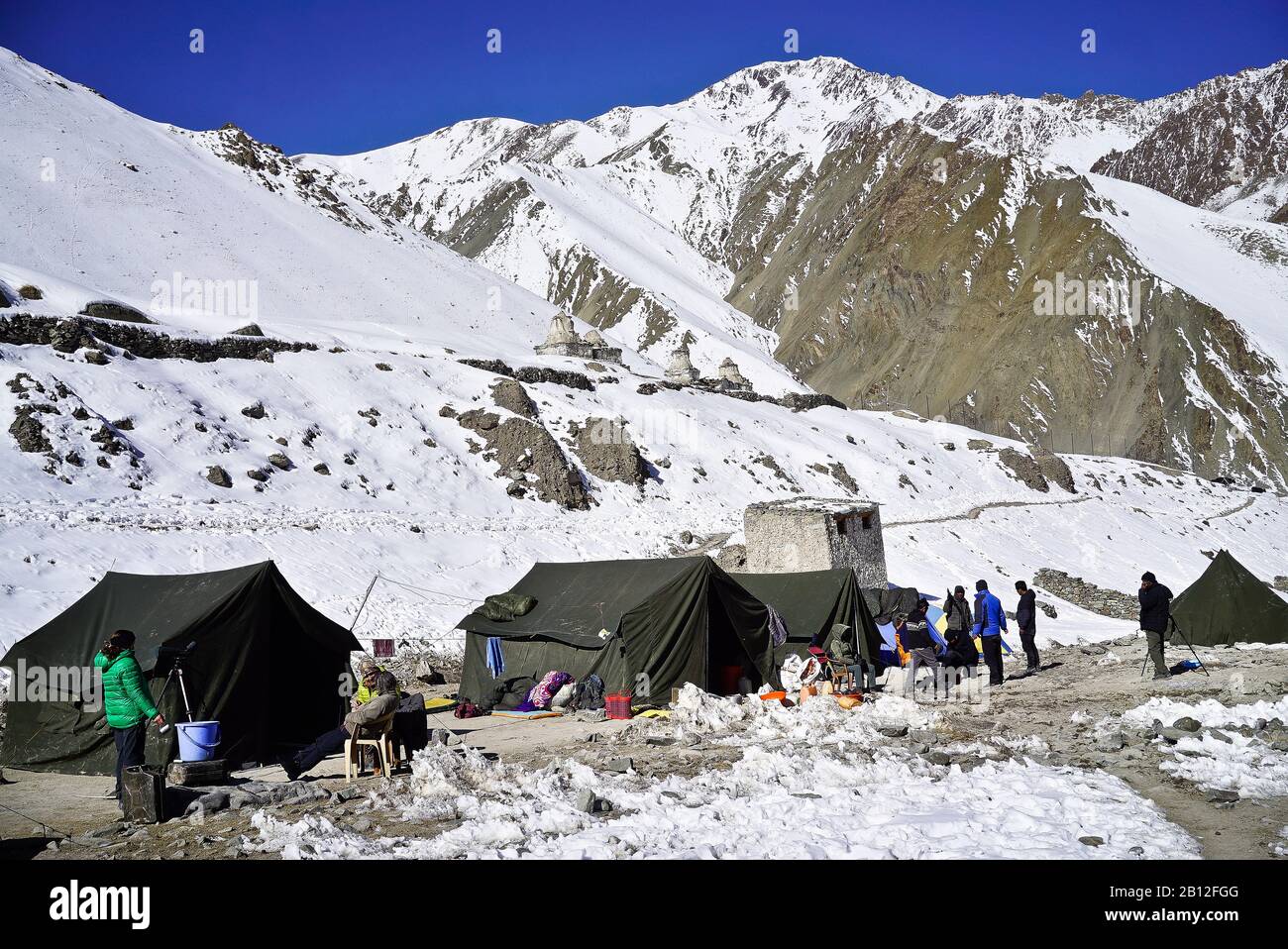 Snow leopard expedition campsite. Rumbak valley. Hemis National Park