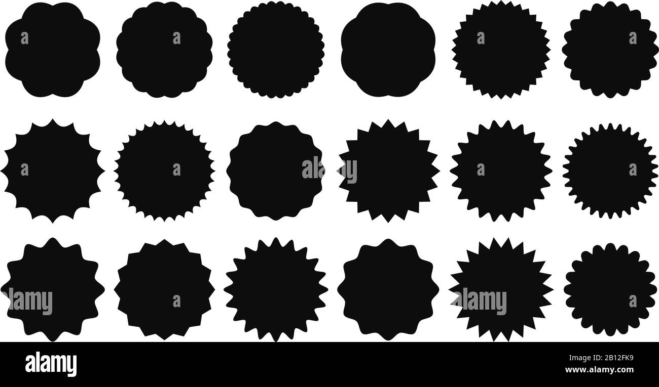 Sunburst sticker. Vintage sale stickers, burst rays promo button and sun bursts price isolated vector shapes icons Stock Vector