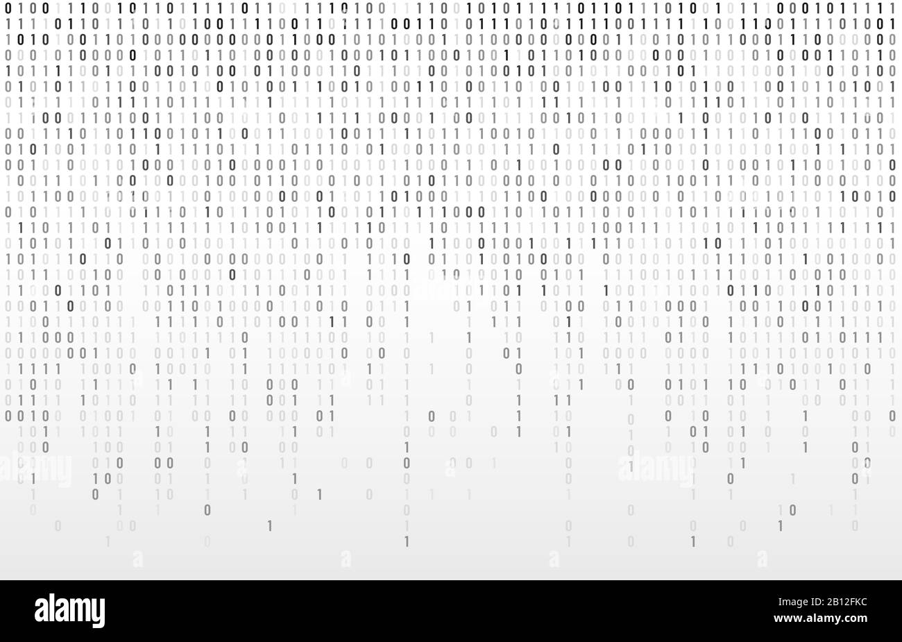 Digital binary code. Computer matrix data falling numbers, coding typography and codes stream gray vector background illustration Stock Vector