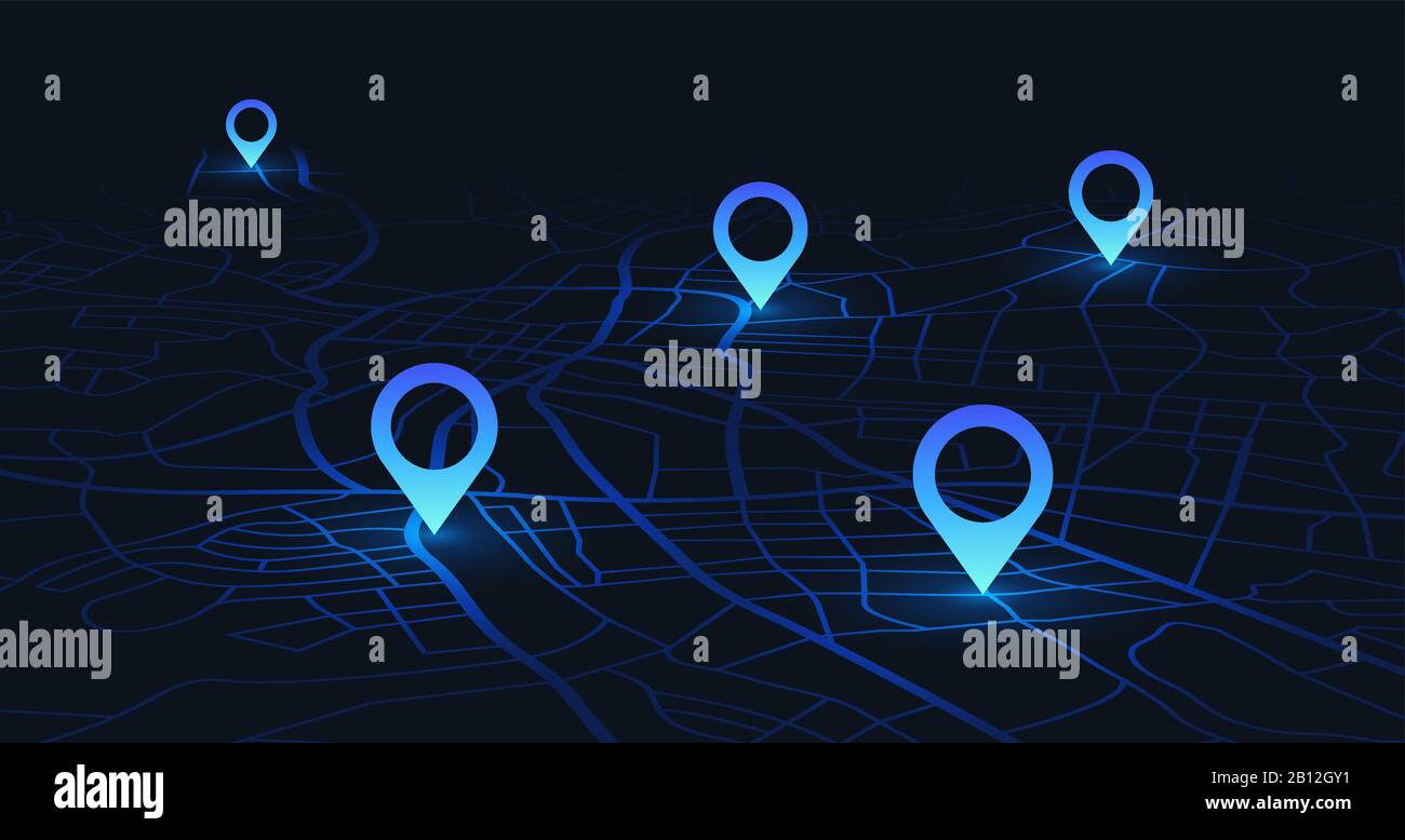 Gps tracking map. Track navigation pins on street maps, navigate ...