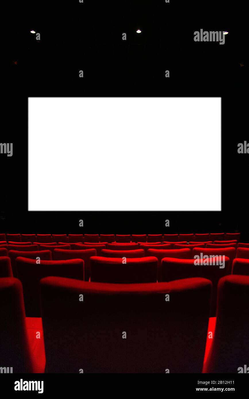 Movie theatre with empty armchairs and empty cinema curtain Stock Photo ...