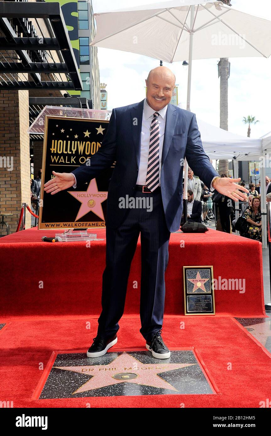Los Angeles, CA. 21st Feb, 2020. Dr. Phil McGraw at the induction ceremony for Star on the Hollywood Walk of Fame for Dr. Phil McGraw, Hollywood Boulevard, Los Angeles, CA February 21, 2020. Credit: Michael Germana/Everett Collection/Alamy Live News Stock Photo