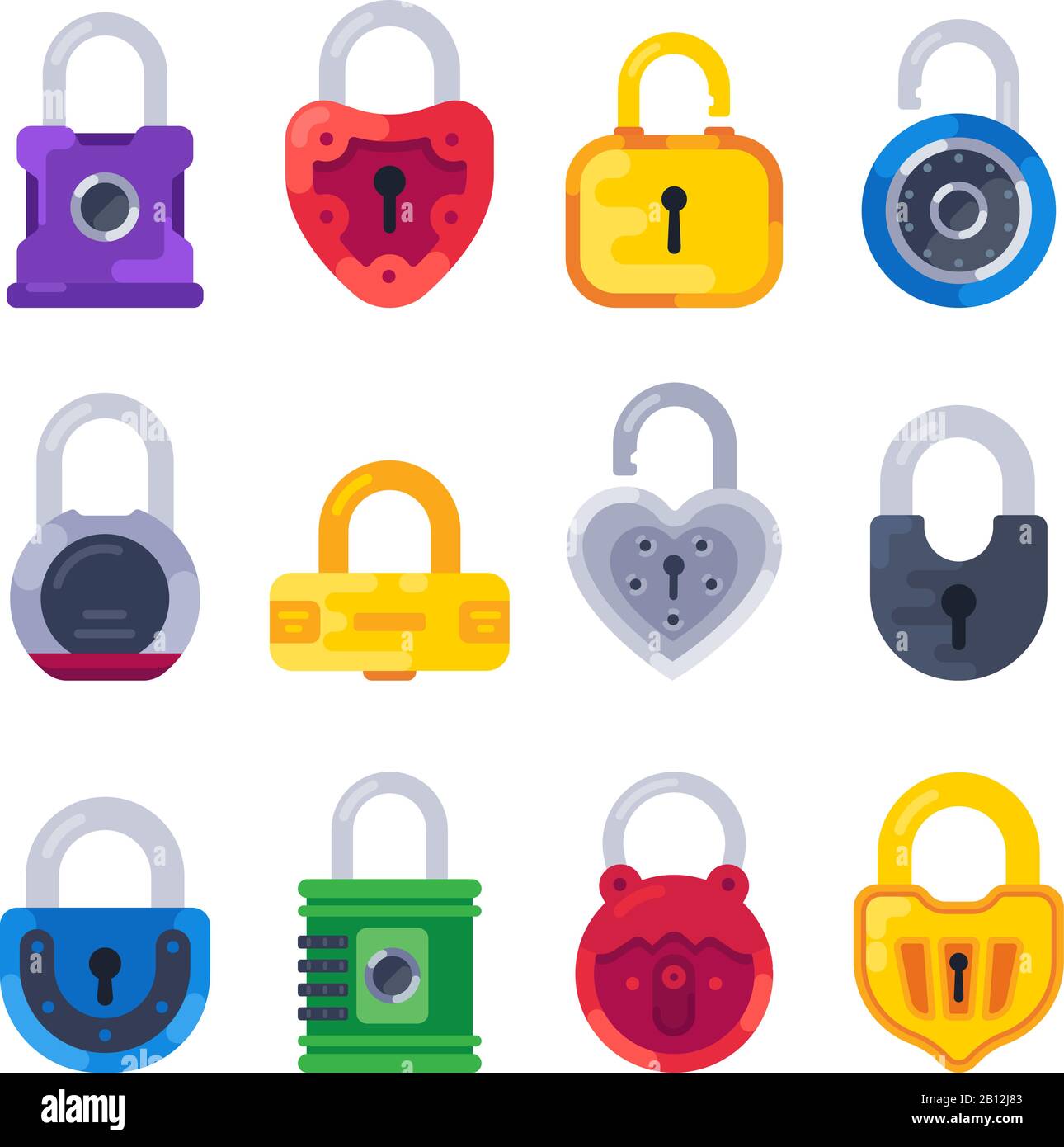 Safety mechanical lock. Safe key padlock, golden locks and brass