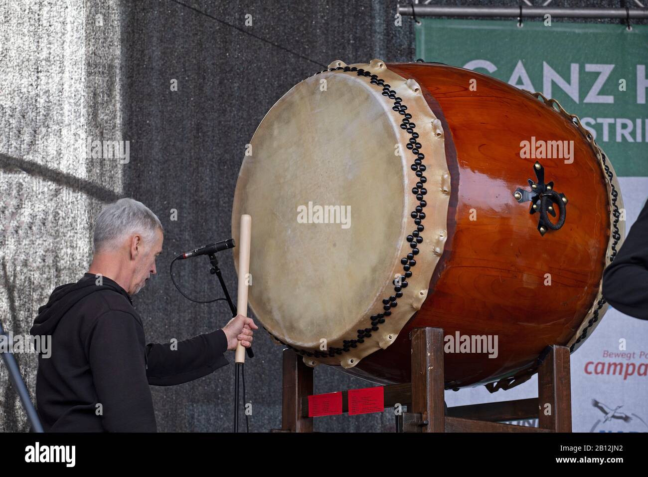 drummer at the Fridays For Future demonstration in Hamburg, Germany, on February, 21, 2020 Stock Photo