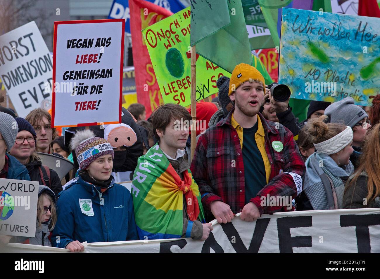 Fridays For Future demonstration in Hamburg, Germany, on February, 21, 2020 Stock Photo