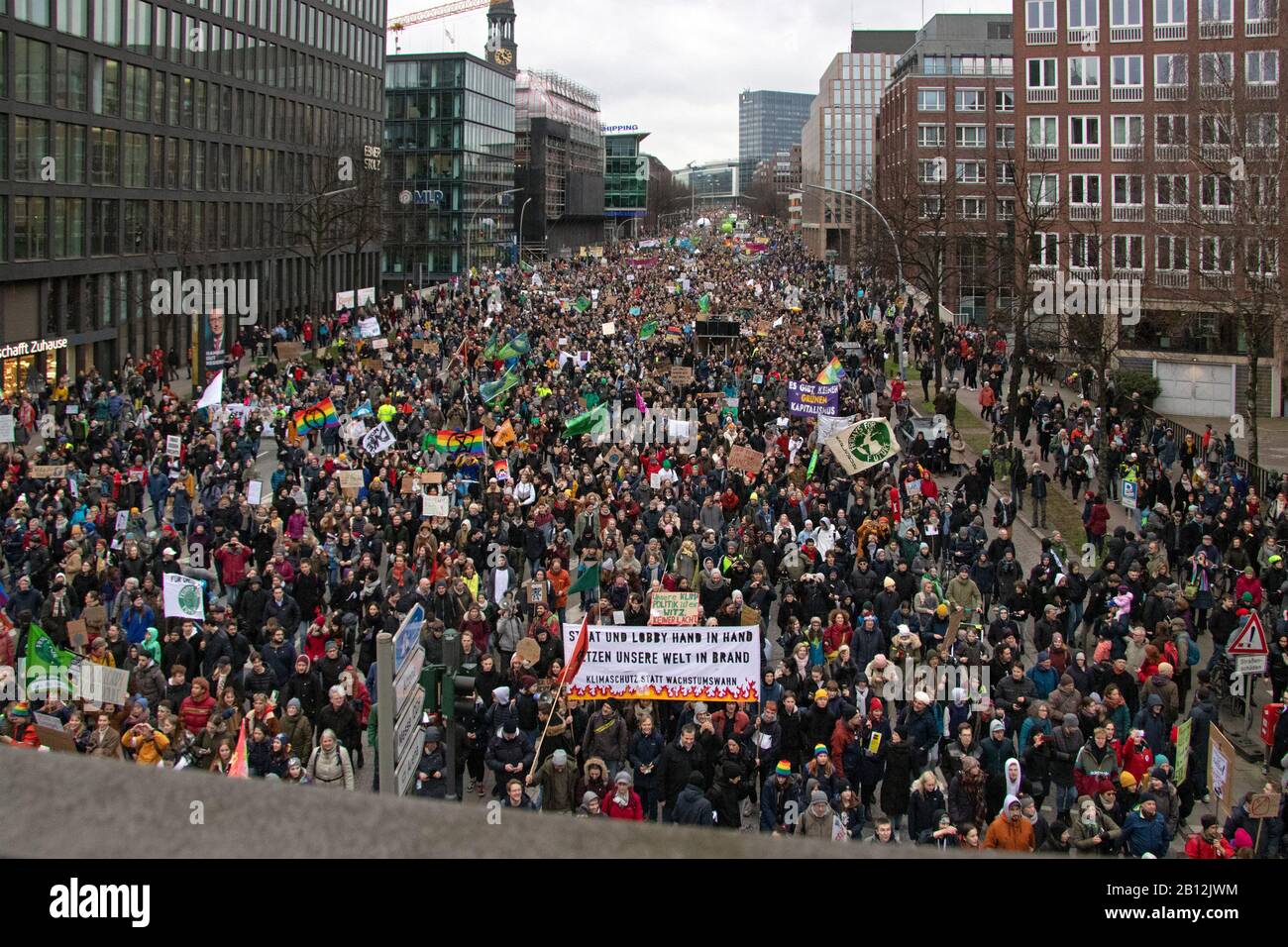 Fridays For Future demonstration in Hamburg, Germany, on February, 21, 2020 Stock Photo