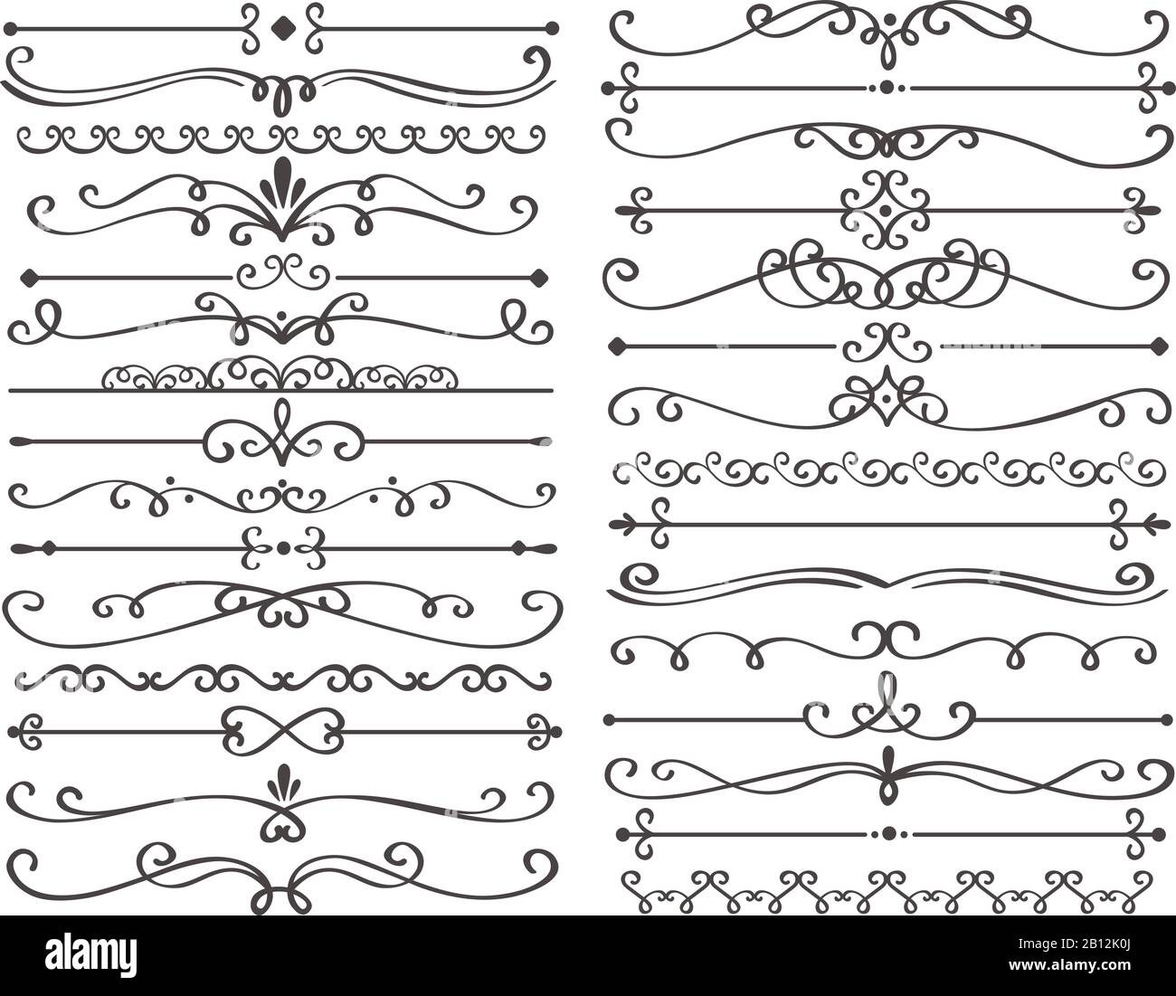 Decorative Page Divider Vintage Decor Lines Luxury Wedding Frame Line And Ornate Swirl Dividers Isolated Vector Set Stock Vector Image Art Alamy
