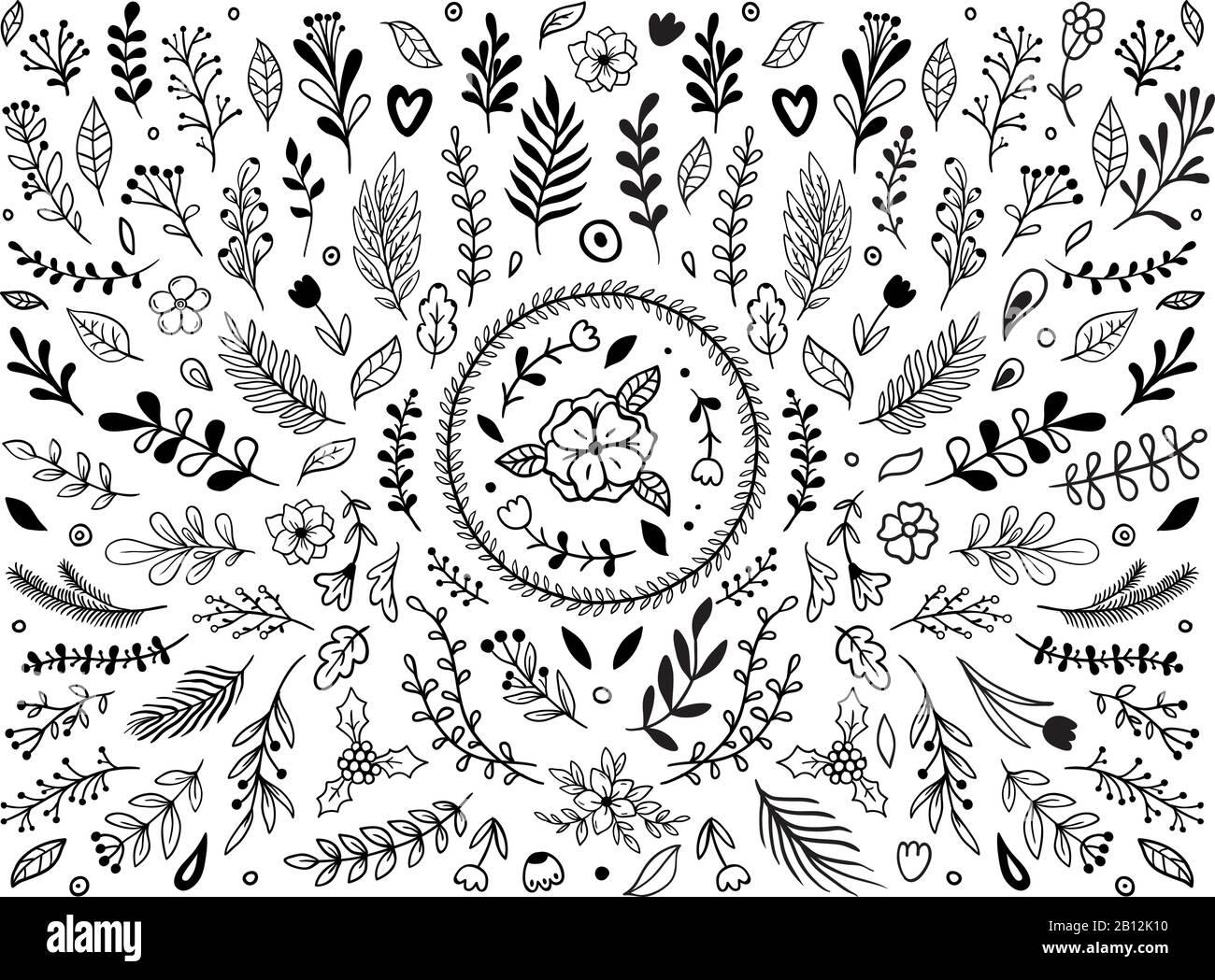 Vintage flower drawings hi-res stock photography and images - Alamy