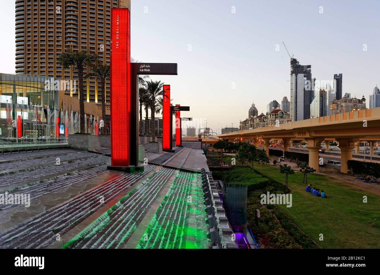 Architecture,details,facade,DUBAI MALL,largest shopping mall in the world,Downtown Burj Dubai,Dubai,United Arab Emirates,Middle East Stock Photo