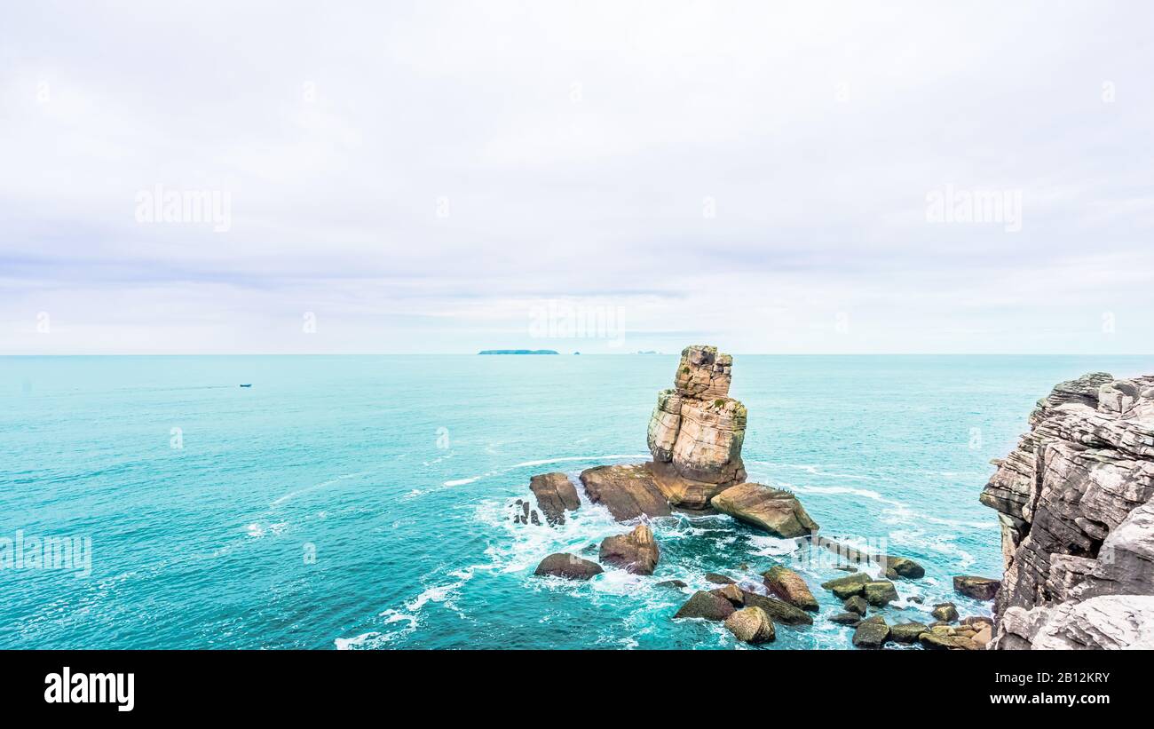 View on Landscape of Cabo Carvoeiro in the Atlantic Ocean next to Peniche, Portugal Stock Photo