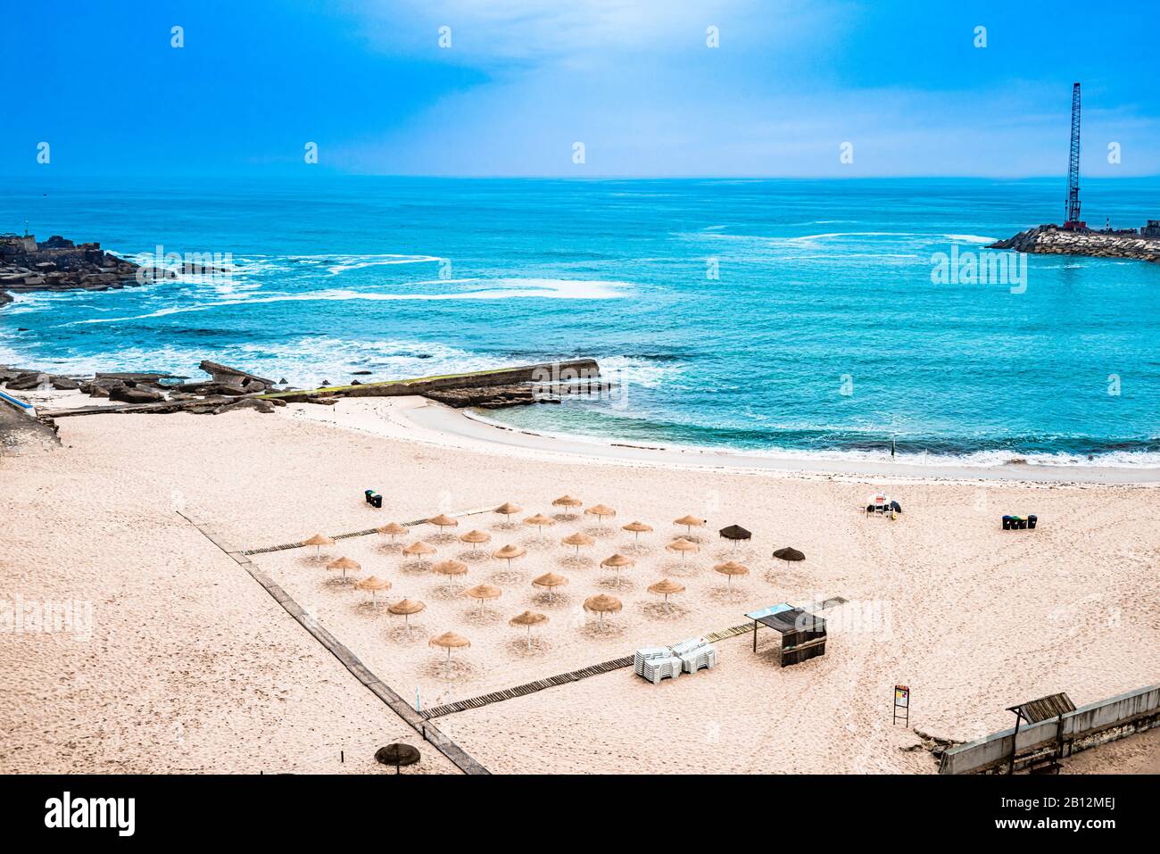View on beach and atlantic ocean of Ericeira, Portugal Stock Photo