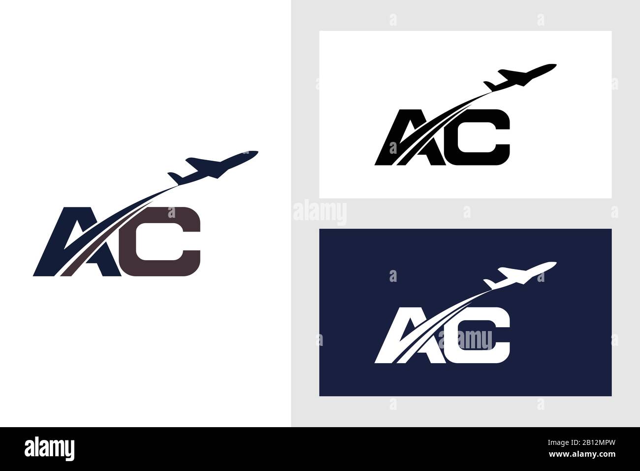 Initial Letter A and C with Aviation Logo Design, Air, Airline, Airplane and Travel Logo template. Stock Vector