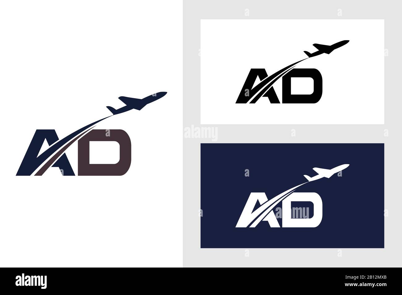 Initial Letter A and D with Aviation Logo Design, Air, Airline, Airplane and Travel Logo template. Stock Vector