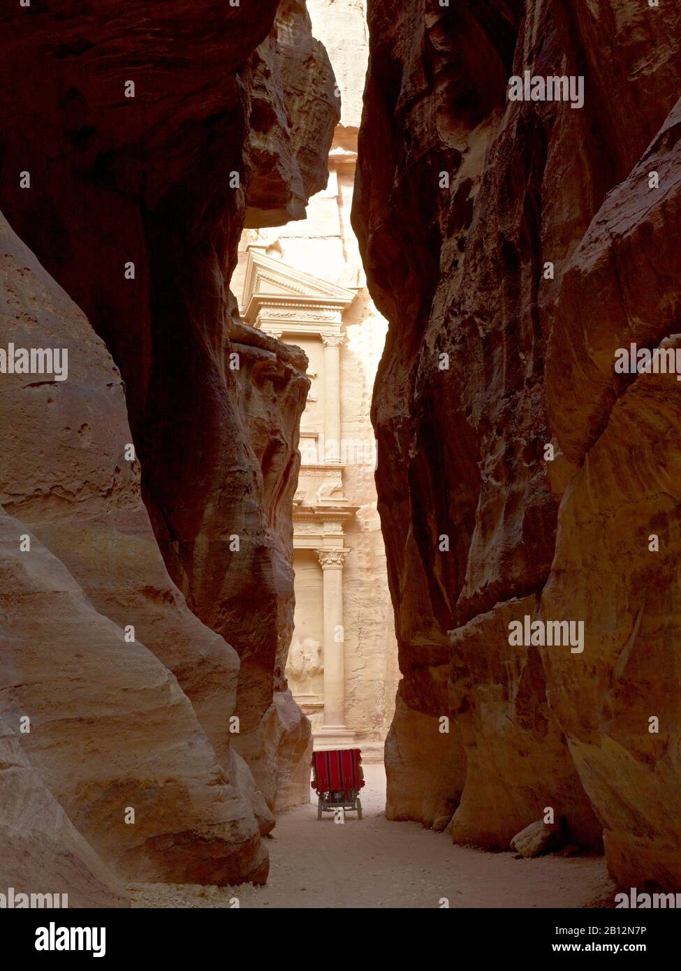 The Treasure House or the Khazne by the Siq in the rock city Petra,Jordan,Middle East Stock Photo