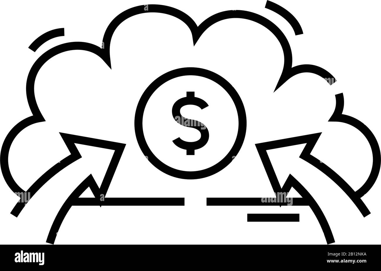 Cloud money line icon, concept sign, outline vector illustration ...