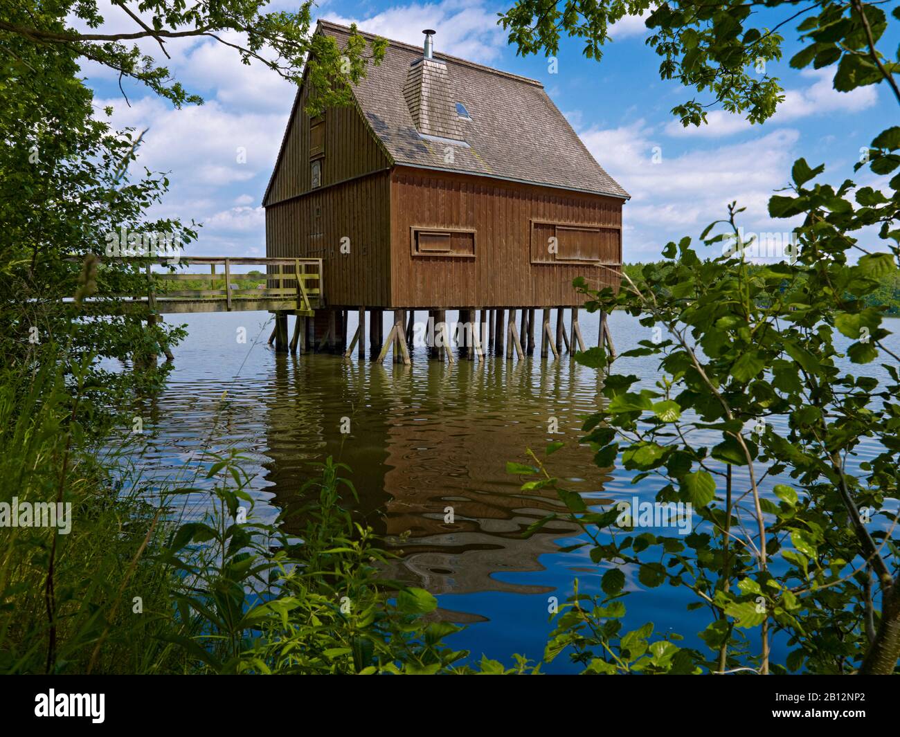 Stilt house in the Hausteich,Plothener Teiche,Thuringia,Germany Stock Photo