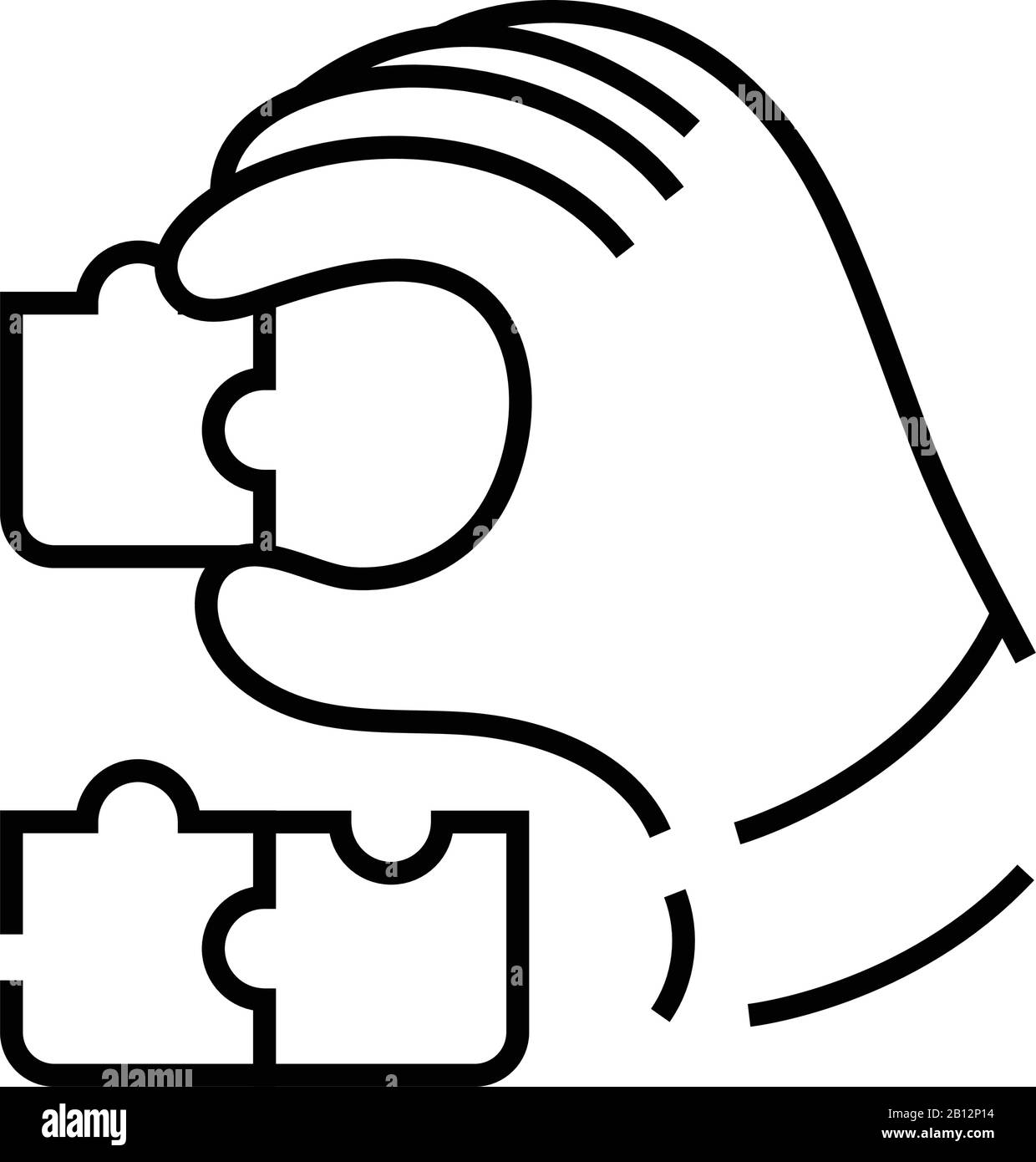 Business puzzle line icon, concept sign, outline vector illustration ...