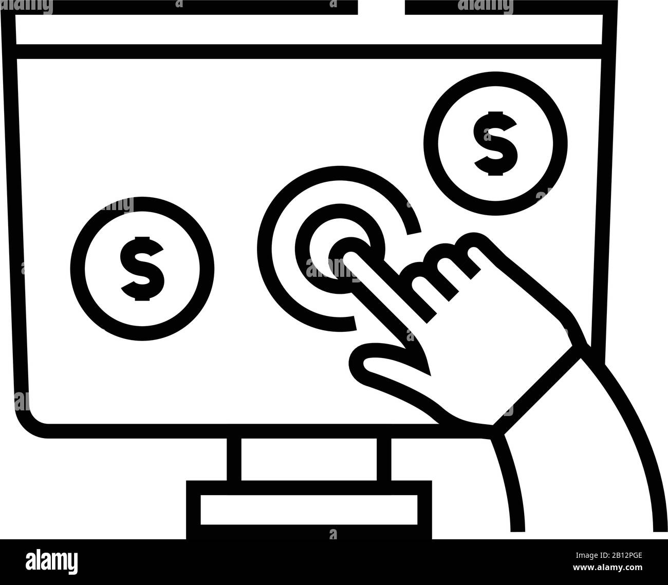 Choosing buttom line icon, concept sign, outline vector illustration ...