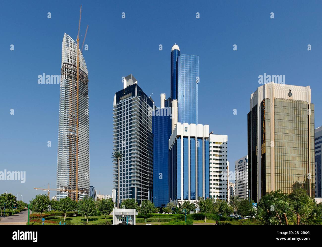 High-rise buildings, office buildings, Abu Dhabi, United Arab Emirates, Middle East, Asia Stock Photo