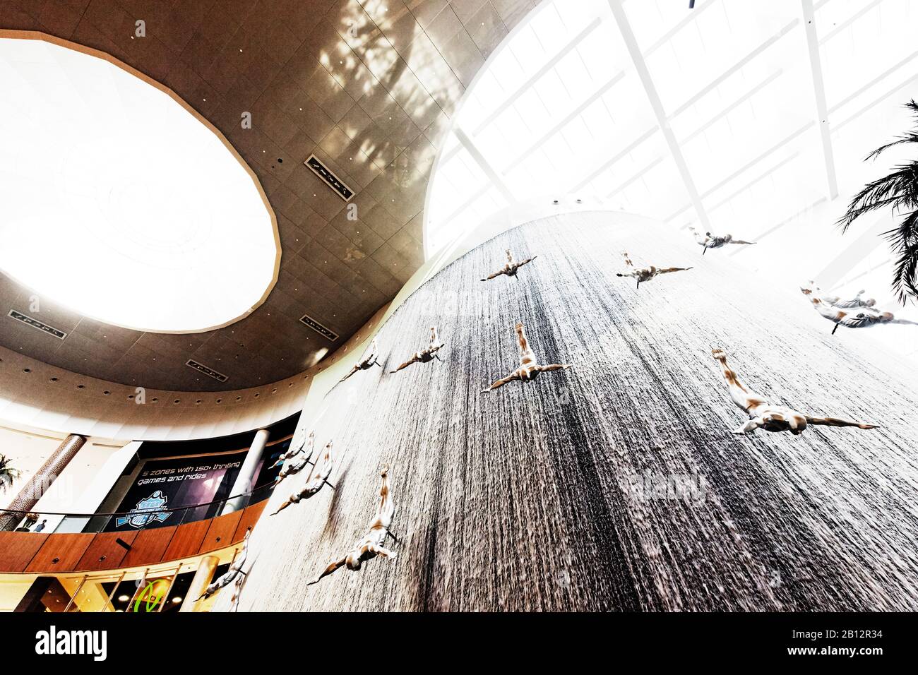 The WATERFALL,lifesize knight figures in the DUBAI MALL shopping
