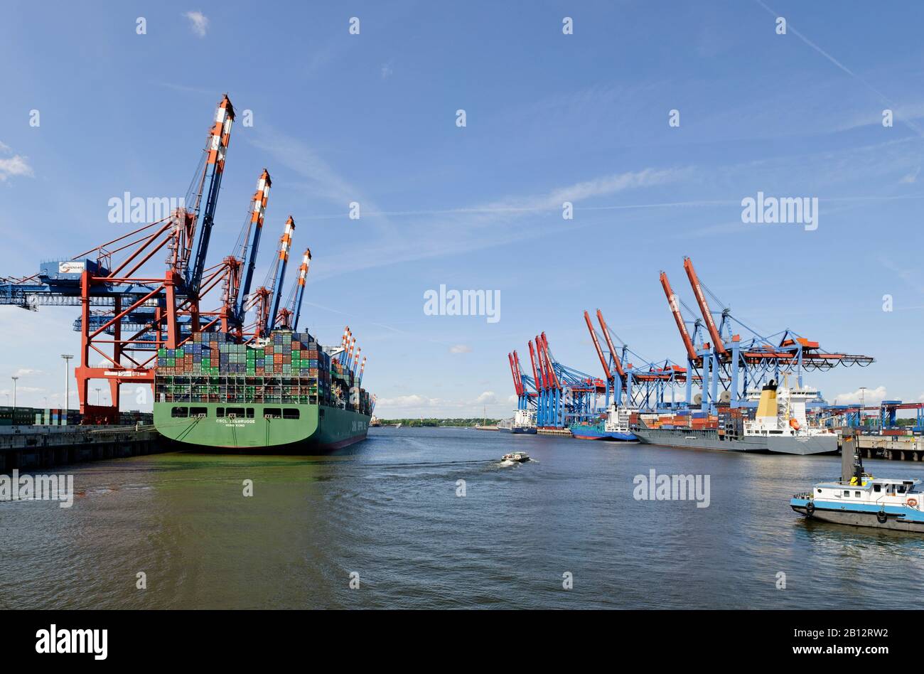 Container ship at the Eurokai Container Terminal,Hamburg,access ramps