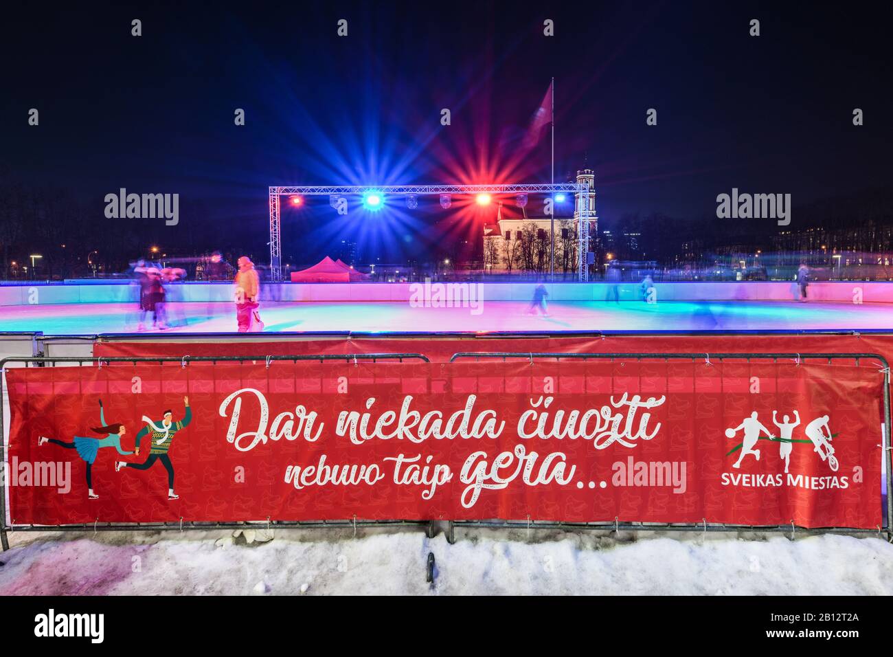 Ice skating in Vilnius Stock Photo