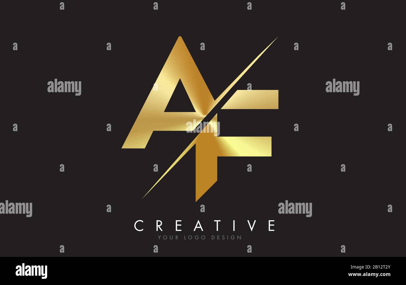 AF A F Golden Letter Logo Design with a Creative Cut. Creative logo ...