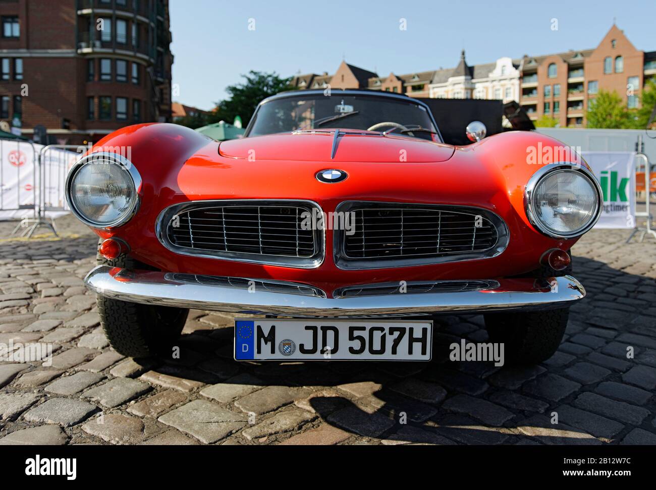Detail,BMW 507 vintage car,Classic Rally Hamburg to Berlin,Fish Market,Hamburg,Germany,Europe Stock Photo