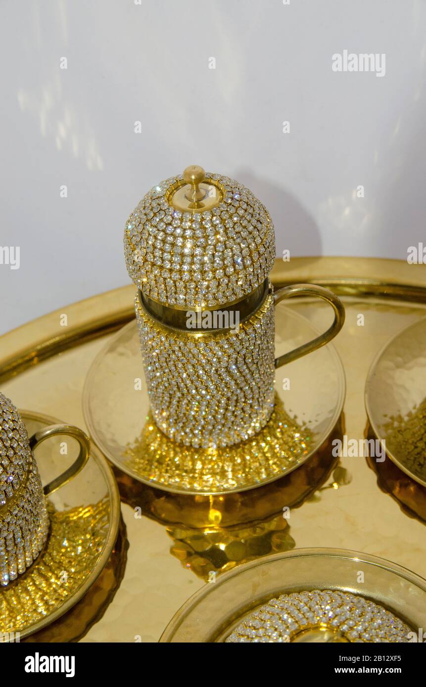 Golden Turkish Coffee Set Stock Photo - Alamy