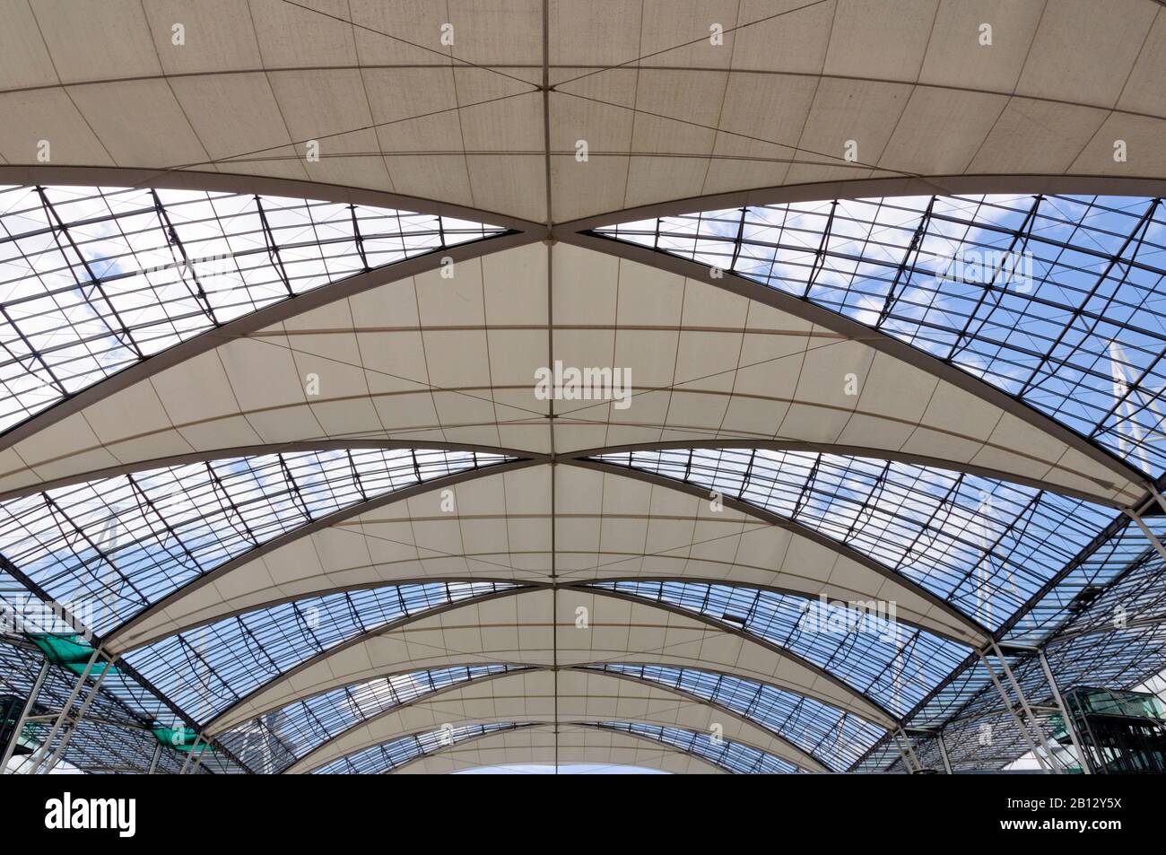 Roof construction Terminal 2 Munich Airport,Munich,Bavaria,Germany,Europe Stock Photo