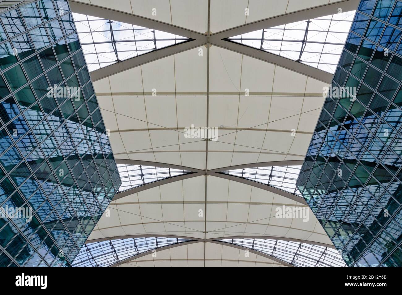 Roof construction Terminal 2 Munich Airport,Munich,Bavaria,Germany,Europe Stock Photo