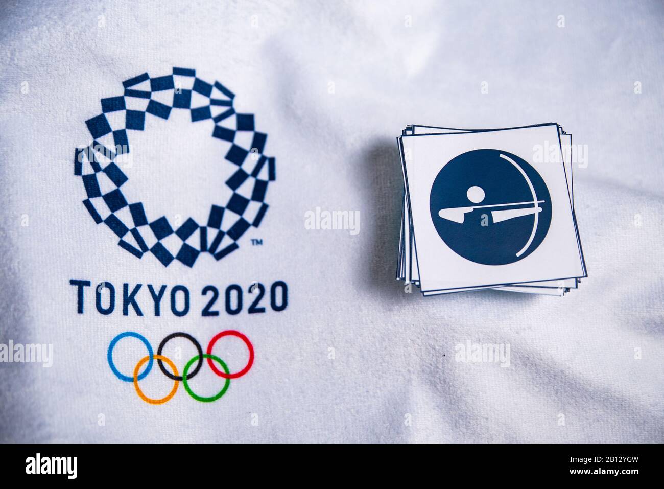 Tokyo Japan January 20 2020 Archery Icon For Summer Olympic Game Tokyo 2020 White Background Official Logo And Pictograms Stock Photo Alamy
