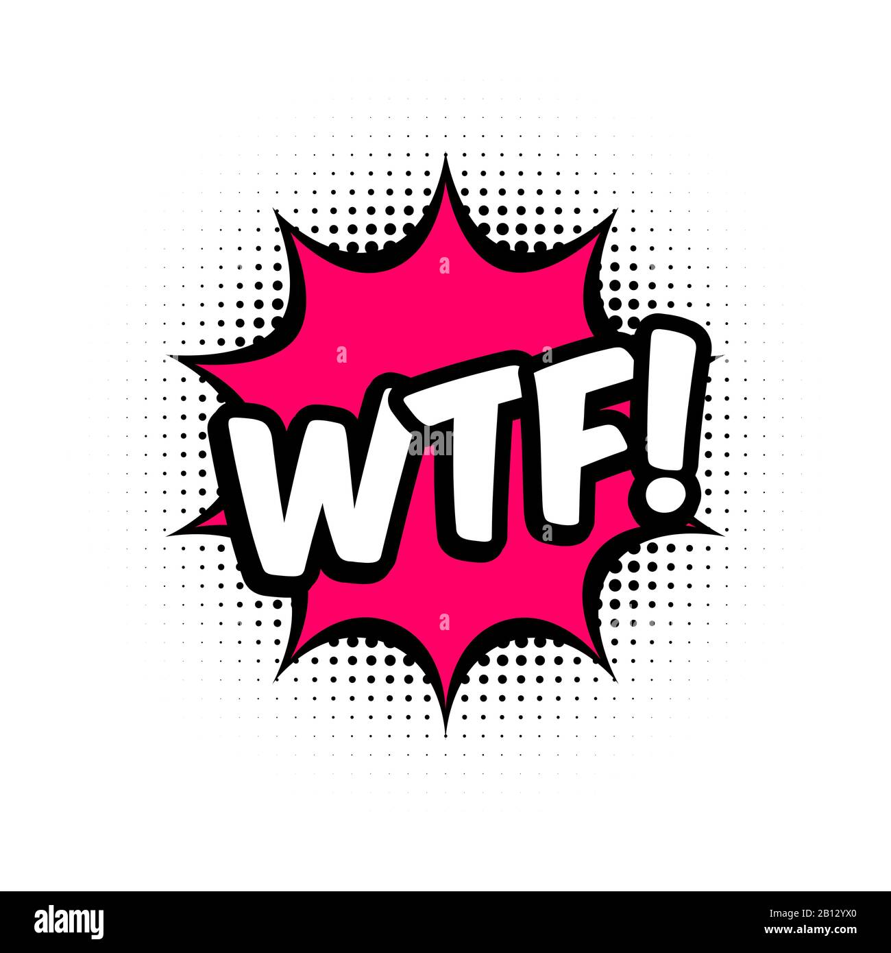 WTF comic style message in red speech bubble. Pop art balloon on halftone background. White background, cartoon text. WTF sticker for banner, web. Stock Vector
