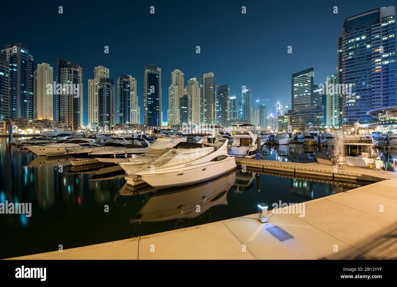 Dubai Marina at night,UAE Stock Photo